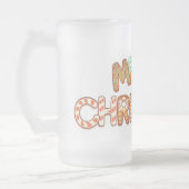 メリークリスマスジンジャーブレッドタイポグラフィ フロストグラスビールジョッキ (左)