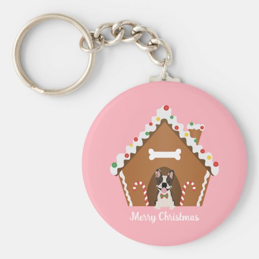 メリークリスマスジンジャーブレッドドッグハウス キーホルダー (正面)
