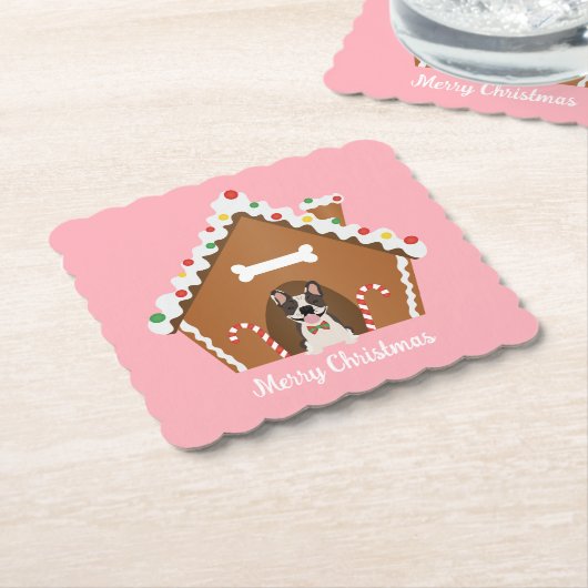 メリークリスマスジンジャーブレッドドッグハウス ペーパーコースター (アングル)