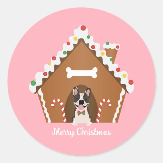 メリークリスマスジンジャーブレッドドッグハウス ラウンドシール (正面)