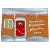 メリークリスマスジンジャーブレッドハウスカスタムホリデー ラージペーパーバッグ (正面)