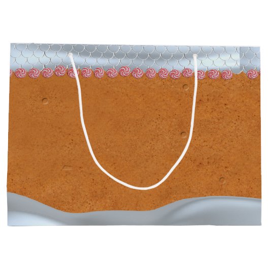 メリークリスマスジンジャーブレッドハウスカスタムホリデー ラージペーパーバッグ (裏面)