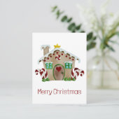 メリークリスマスジンジャーブレッドハウスハガキ ポストカード (スタンド正面)