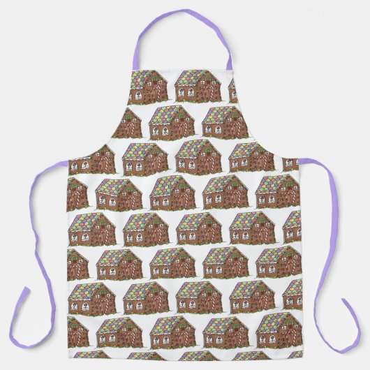 メリークリスマスジンジャーブレッドハウスハッピーホリデー エプロン (正面)