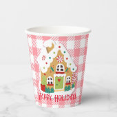 メリークリスマスジンジャーブレッドハウスピンクジンガム 紙コップ (正面)