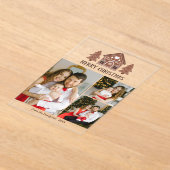 メリークリスマスジンジャーブレッドハウスフォトコラージュ アクリル招待状 (レイダウン)