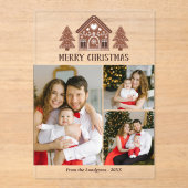 メリークリスマスジンジャーブレッドハウスフォトコラージュ アクリル招待状 (正面)