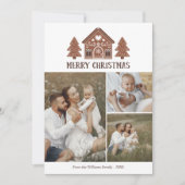 メリークリスマスジンジャーブレッドハウスフォトコラージュ シーズンカード (正面)