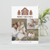 メリークリスマスジンジャーブレッドハウスフォトコラージュ シーズンカード (スタンド正面)