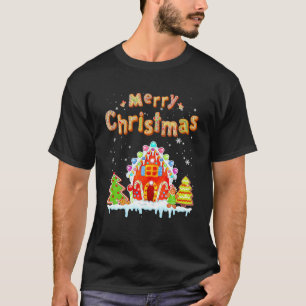 メリークリスマスジンジャーブレッドハウスベーキングキャンディ Tシャツ