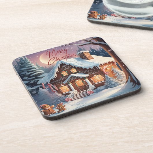 メリークリスマスジンジャーブレッドハウスホリデー コースター (左側)