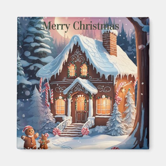 メリークリスマスジンジャーブレッドハウスマグネット マグネット (正面)