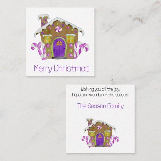 メリークリスマスジンジャーブレッドハウス囲いカード エンクロージャーカード (正面/裏面)