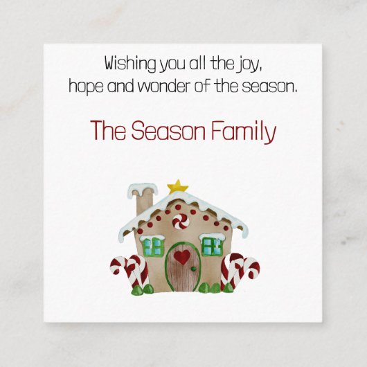 メリークリスマスジンジャーブレッドハウス囲いカード エンクロージャーカード (裏面)