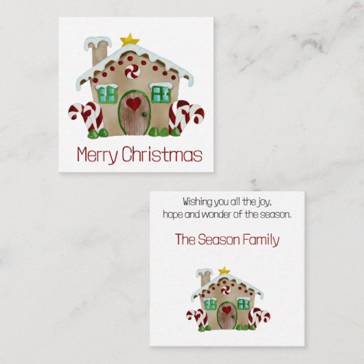 メリークリスマスジンジャーブレッドハウス囲いカード エンクロージャーカード (正面/裏面)