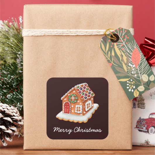 メリークリスマスジンジャーブレッドハウス スクエアシール (クリスマス)