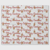 メリークリスマスジンジャーブレッドマンオン樺の木 ラッピングペーパー (フラット)