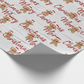 メリークリスマスジンジャーブレッドマンオン樺の木 ラッピングペーパー (角)