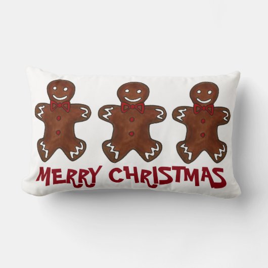 メリークリスマスジンジャーブレッドマンクッキーホリデー ランバークッション (正面)