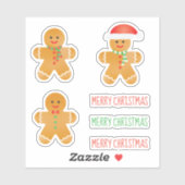 メリークリスマスジンジャーブレッドマンサンタハット シール (シート)