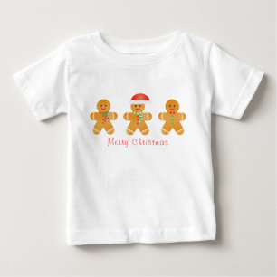 メリークリスマスジンジャーブレッドマンサンタハット ベビーTシャツ