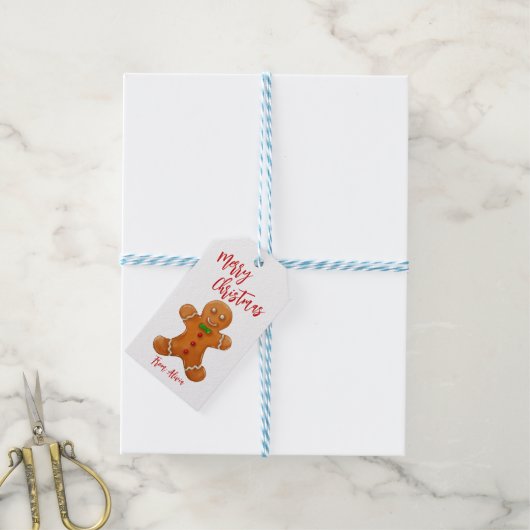 メリークリスマスジンジャーブレッドマンホリデーギフトラベル ギフトタグ (より糸付き)