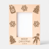 メリークリスマスジンジャーブレッドマン家族写真 レーザー彫刻フレーム (正面)