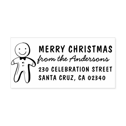 メリークリスマスジンジャーブレッドマン差出人住所 ラバースタンプ (インプリント)