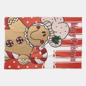 メリークリスマスジンジャーブレッドマン キッチンタオル (横)