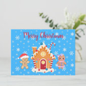 メリークリスマスジンジャーブレッドマン、女性&ハウス 招待状 (スタンド正面)