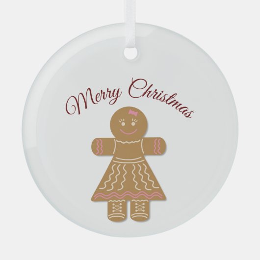 メリークリスマスジンジャーブレッドレディオーナメント ガラスオーナメント (正面)