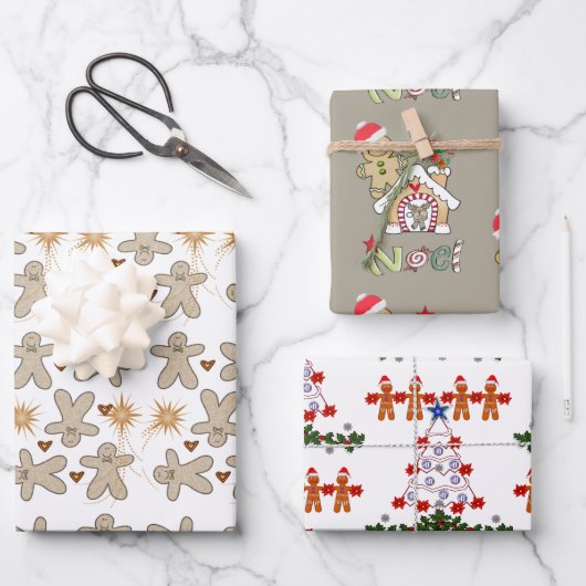 メリークリスマスジンジャーブレッド包装紙シート ラッピングペーパーシート (正面)