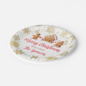 メリークリスマスジンジャーブレッド飾ハウスのパーティー ペーパープレート (アングル)