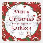 メリークリスマスジンジャーブレッドCookieギフトステッカー スクエアシール (正面)