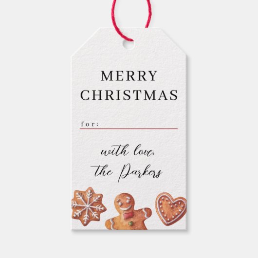 メリークリスマスジンジャーブレッドCookieファミリー名 ギフトタグ (正面)