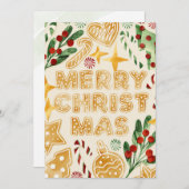 メリークリスマスジンジャーブレッドCookieレタリング シーズンカード (正面/裏面)