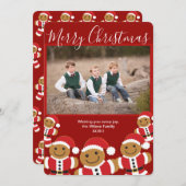 メリークリスマスジンジャーブレッドSanta写真クリスマス シーズンカード (正面/裏面)