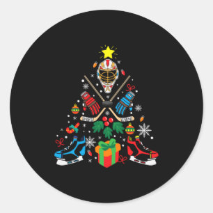 メリークリスマススアイスホッケークリスマスツリー ラウンドシール