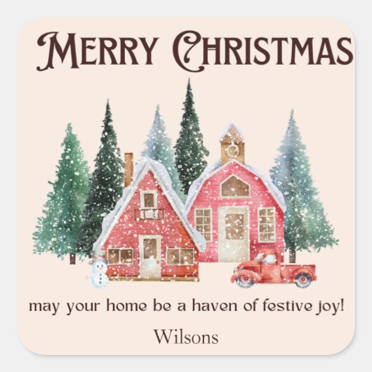 メリークリスマススイカの居心地の良いシール スクエアシール (正面)