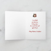 メリークリスマススイートハートかわいいテディベア抱擁 シーズンカード (内部)