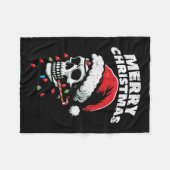 メリークリスマススカルサンタクリスマススケルトンヘッドメン フリースブランケット (正面(横))