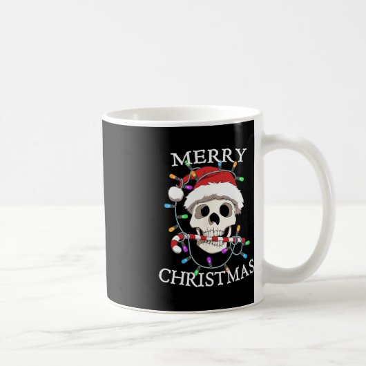 メリークリスマススカルスケルトン男性女性 コーヒーマグカップ (右)