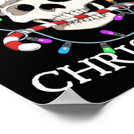 メリークリスマススカルスケルトン男性女性 ポスター (角)