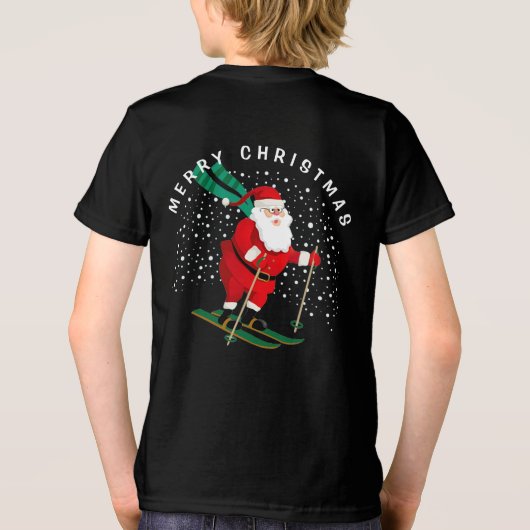 メリークリスマススキーパーソナライズされたサンタ トライブレンドTシャツ (裏面)