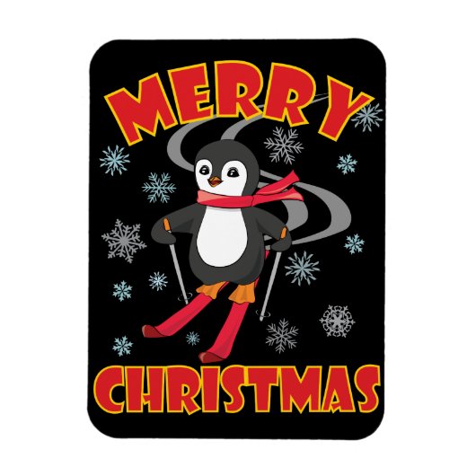 メリークリスマススキーペンギン マグネット (縦)