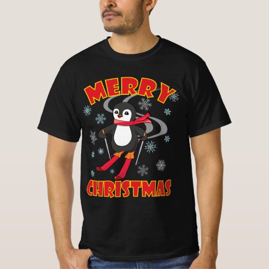 メリークリスマススキーペンギン Tシャツ (正面)