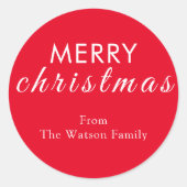 メリークリスマススクエレガントリットラウンドステッカー ラウンドシール (正面)