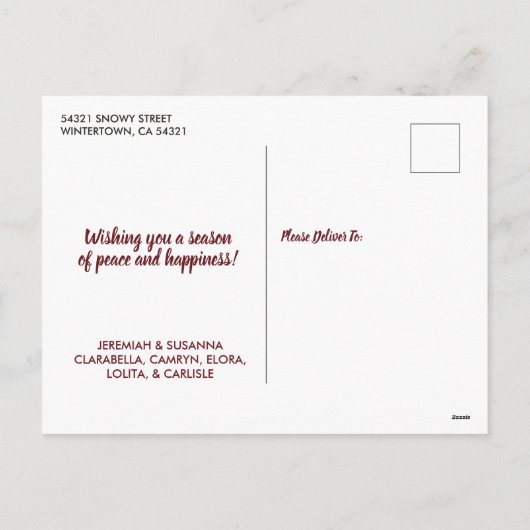 メリークリスマススクエレガントリプトタイポグラフィ写真 シーズンポストカード (裏面)