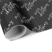 メリークリスマススクエレガントリプトタイポグラフィ ラッピングペーパー (ロールコーナー)