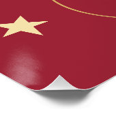 メリークリスマススクエレガントリプト金ゴールドスターズレッド ポスター (コーナー)